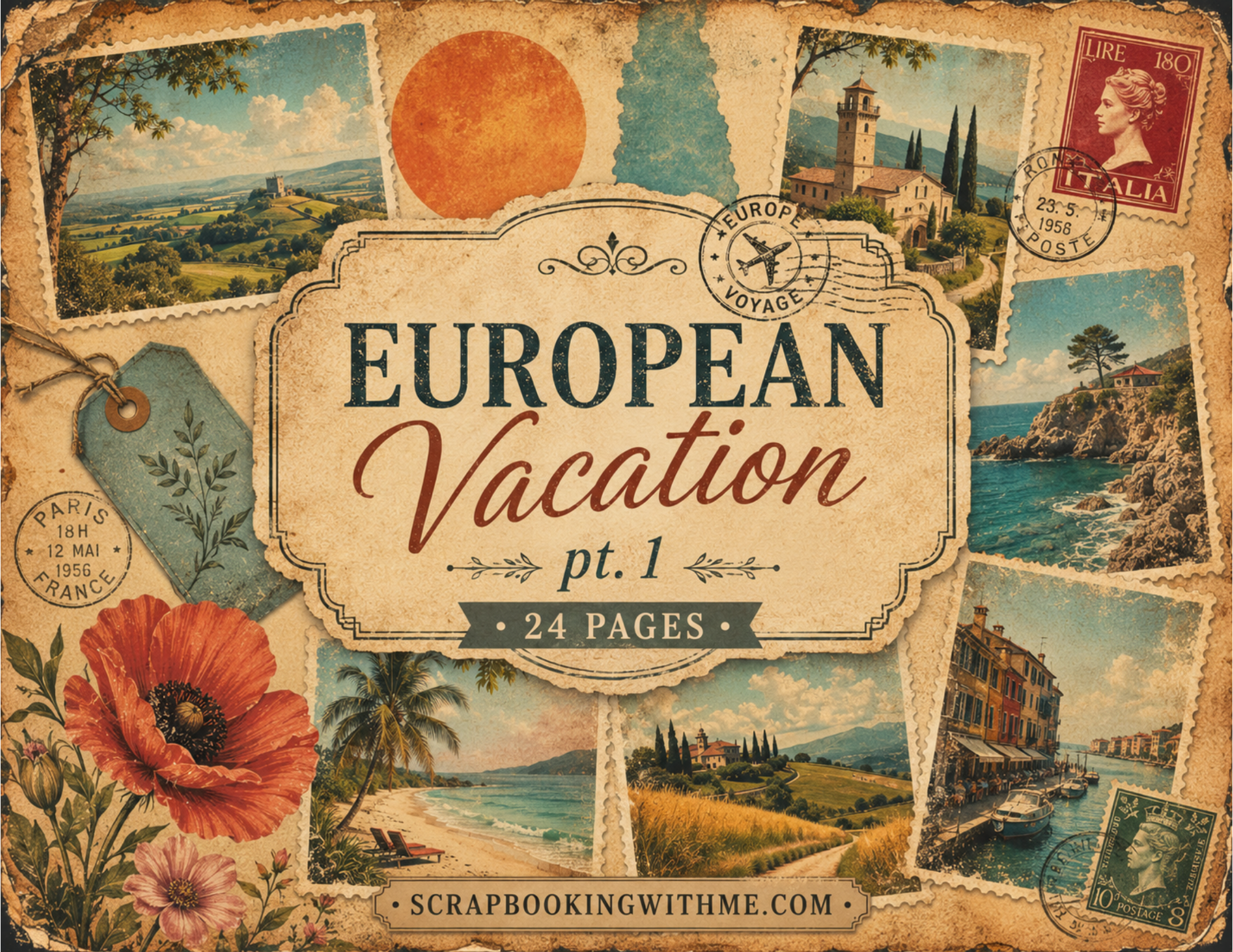 PRINT & SHIP New! European Vacation Pt. 1 Journal Kit ~ 24 pages by Elisha
