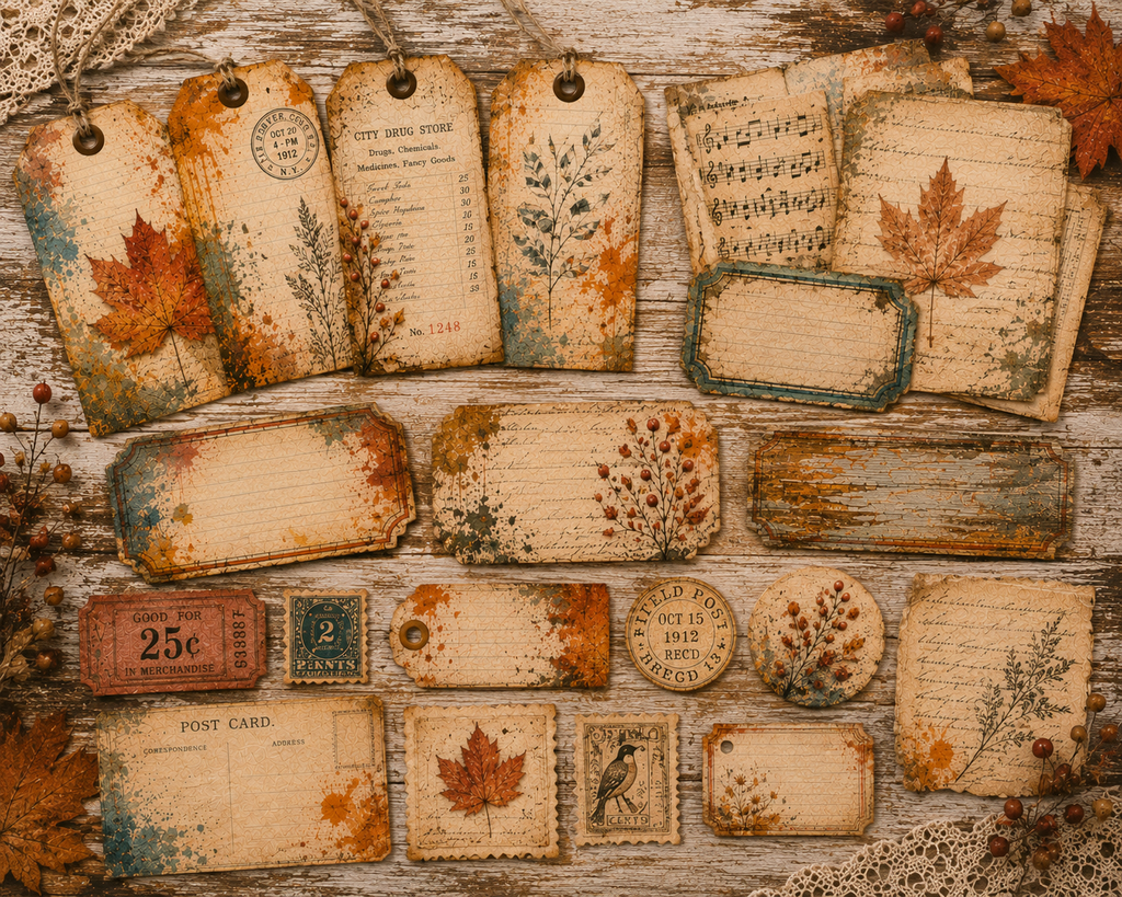 New! Autumn in the Ledger – 22 Page Vintage Fall Junk Journal Digital Collection