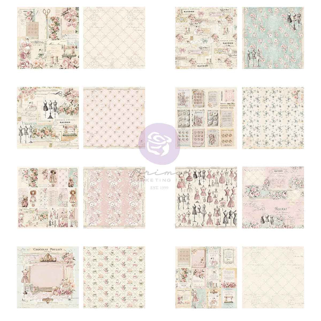 BRAND NEW! Buttons & Keepsakes Collection 12×12 Paper Pad 16 PGS -8 double sided designs