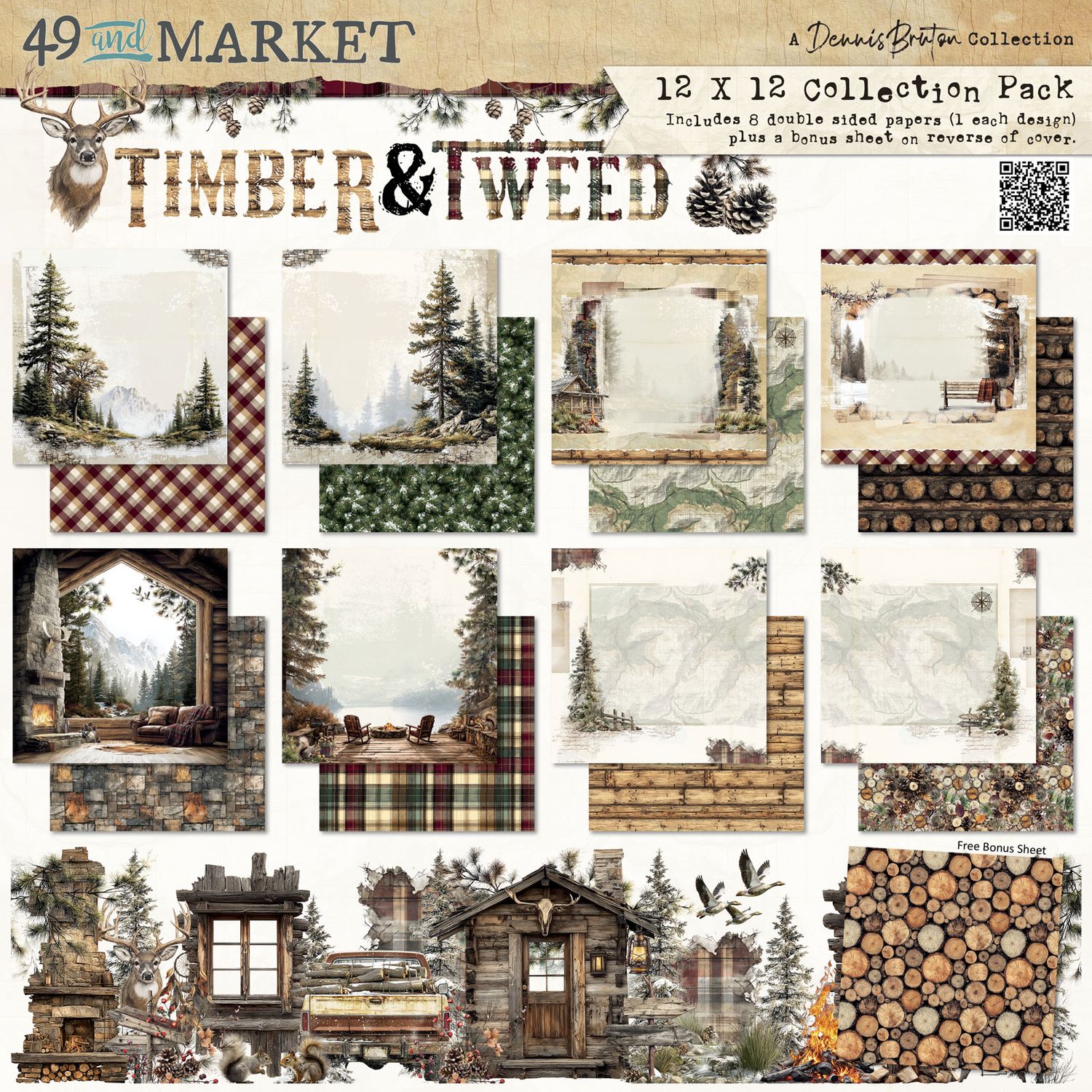 New 49 and Market Timber Tweed Collection Pack 12"X12"