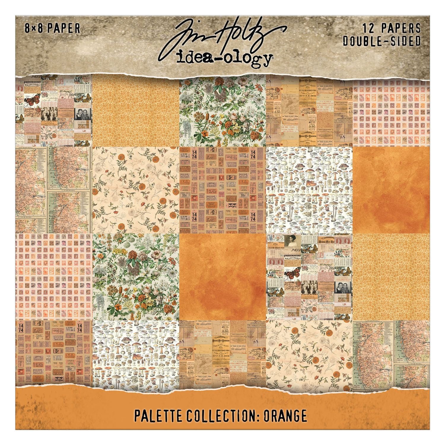 NEW RELEASE! Tim Holtz - Orange Double- Sided Cardstock 8x8" 12/Pkg