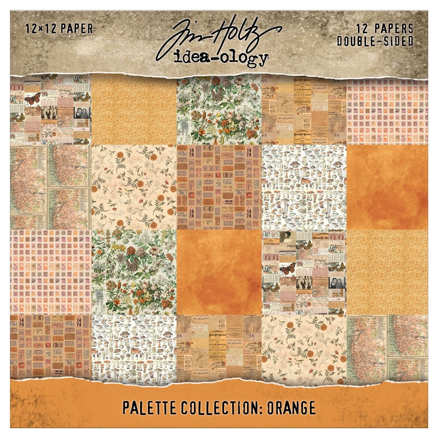NEW RELEASE! Tim Holtz - Orange Double- Sided Cardstock 12x12" 12/Pkg