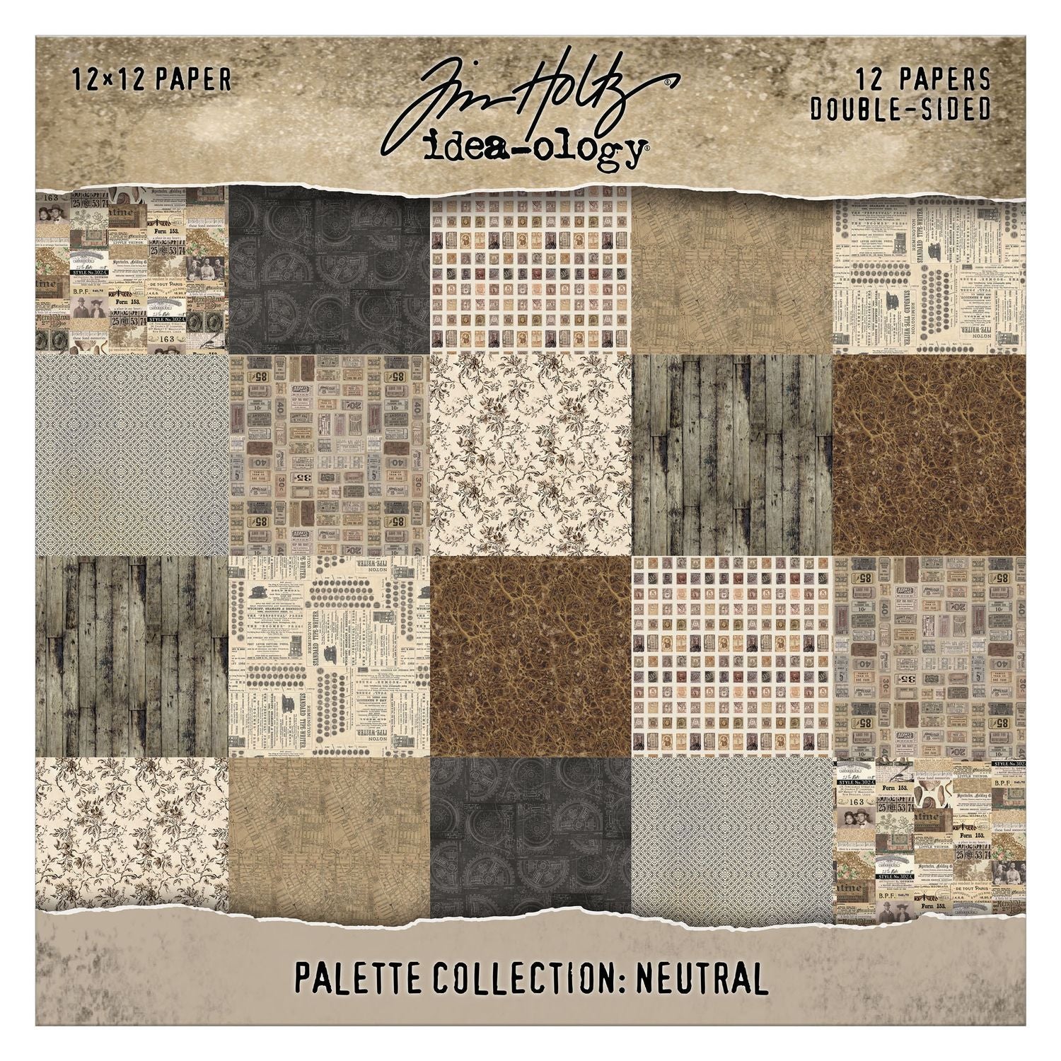 NEW RELEASE! PREORDER -Tim Holtz - Neutral Double- Sided Cardstock 12"X12" 12/Pkg
