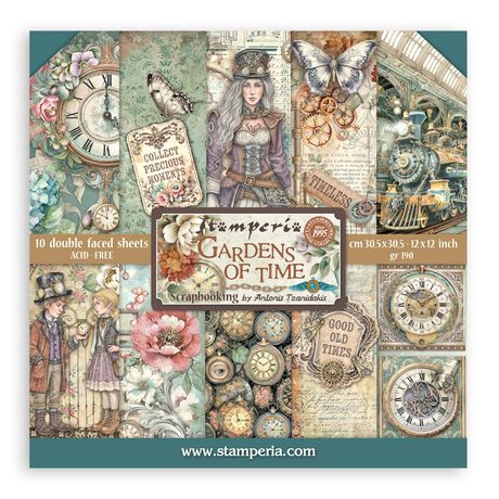 PREORDER New! Stamperia ~ Gardens of Time 12x12 ~ 10 Double Sided Sheets