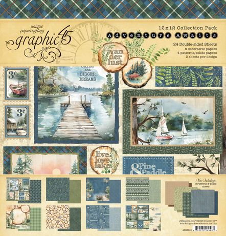 PREORDER New! Graphic 45 ~ Adventure Awaits 12x12 ~ 24 Double Sided Sheets