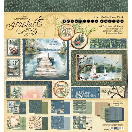 PREORDER New! Graphic 45 ~ Adventure Awaits 8x8 ~ 24 Double Sided Sheets