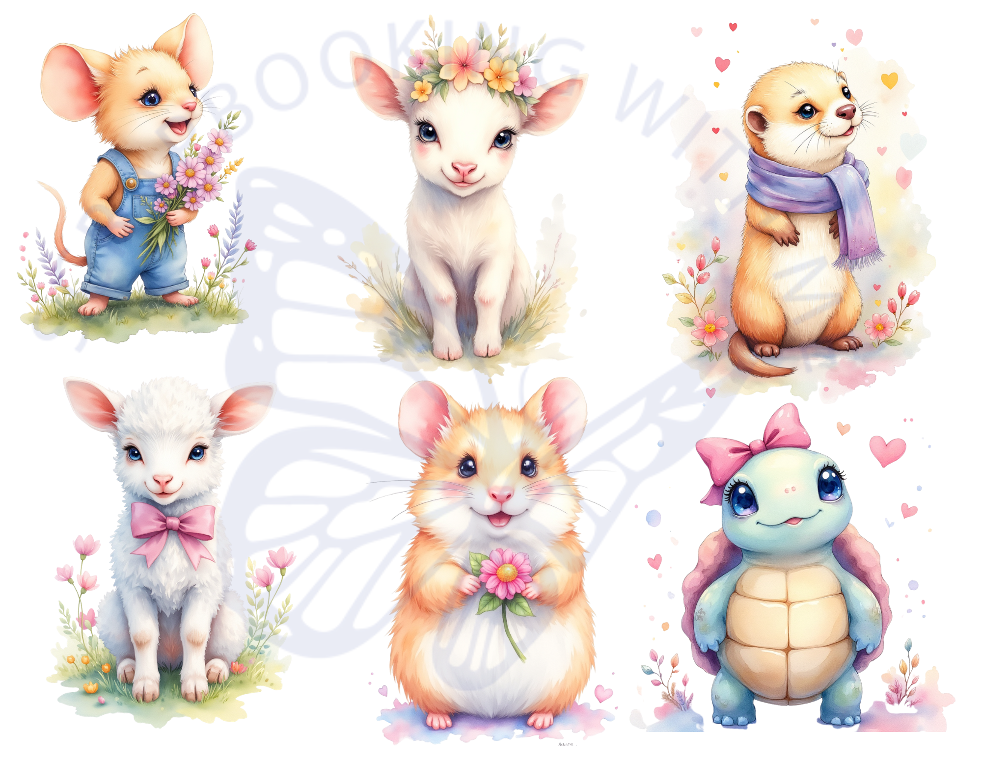 PRINT AND SHIP Little Critters Spring Clipart, Cute Animal Fussy Cut, Ephemera by E