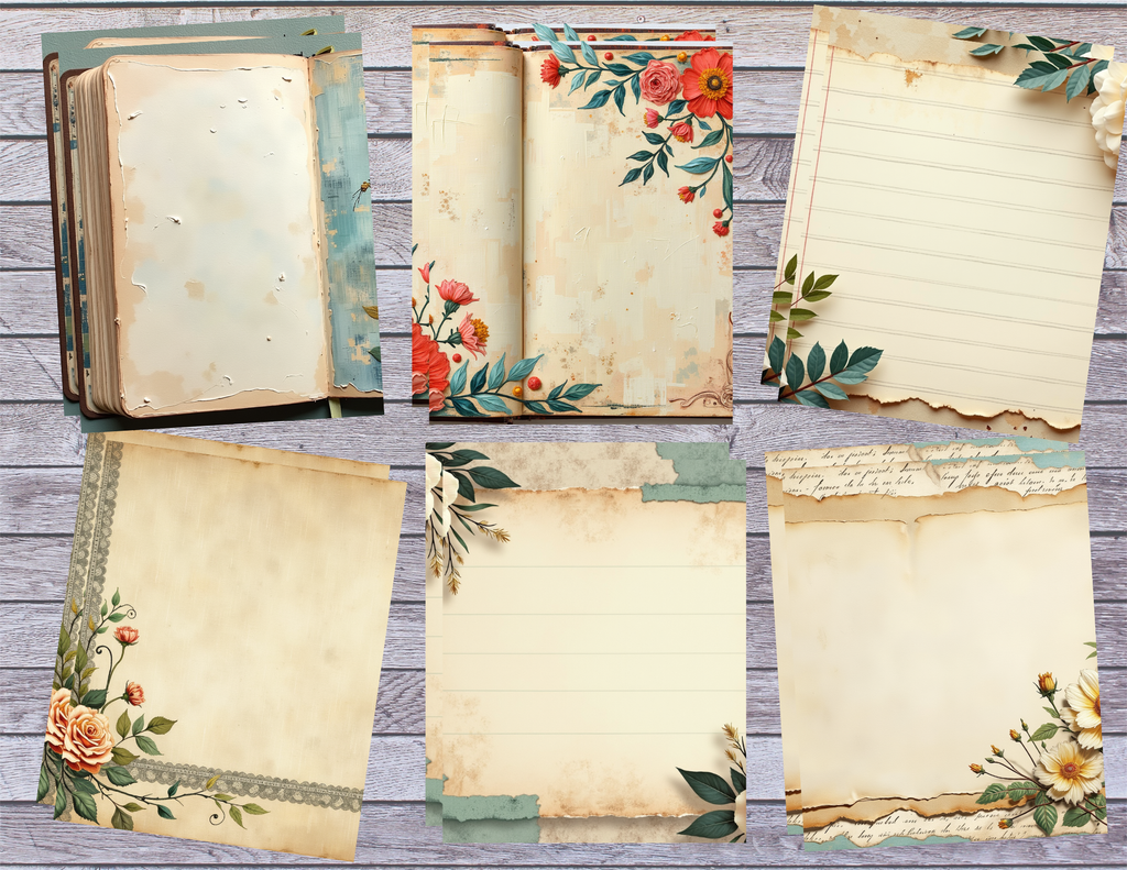 E’s Timeless In Teal Digital Download – 102 Page Journal & Ephemera Collection