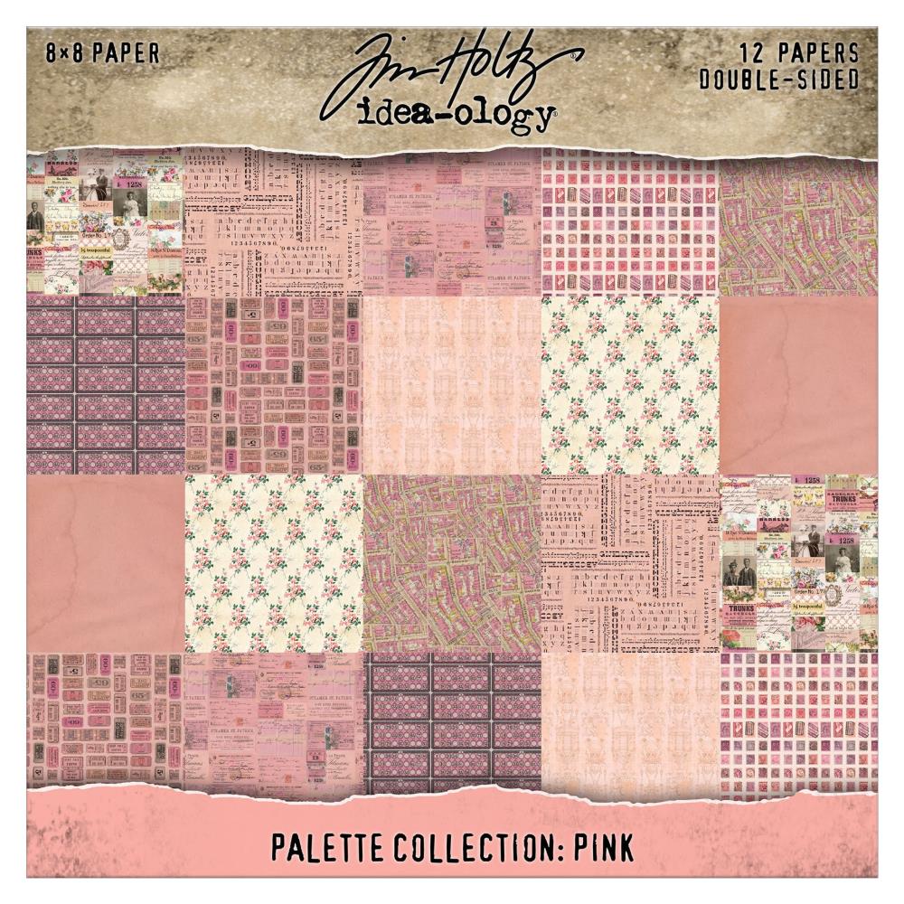 New Tim Holtz Idea-ology Double-Sided Cardstock 8"X8" 12/Pkg Palette Collection: Pink