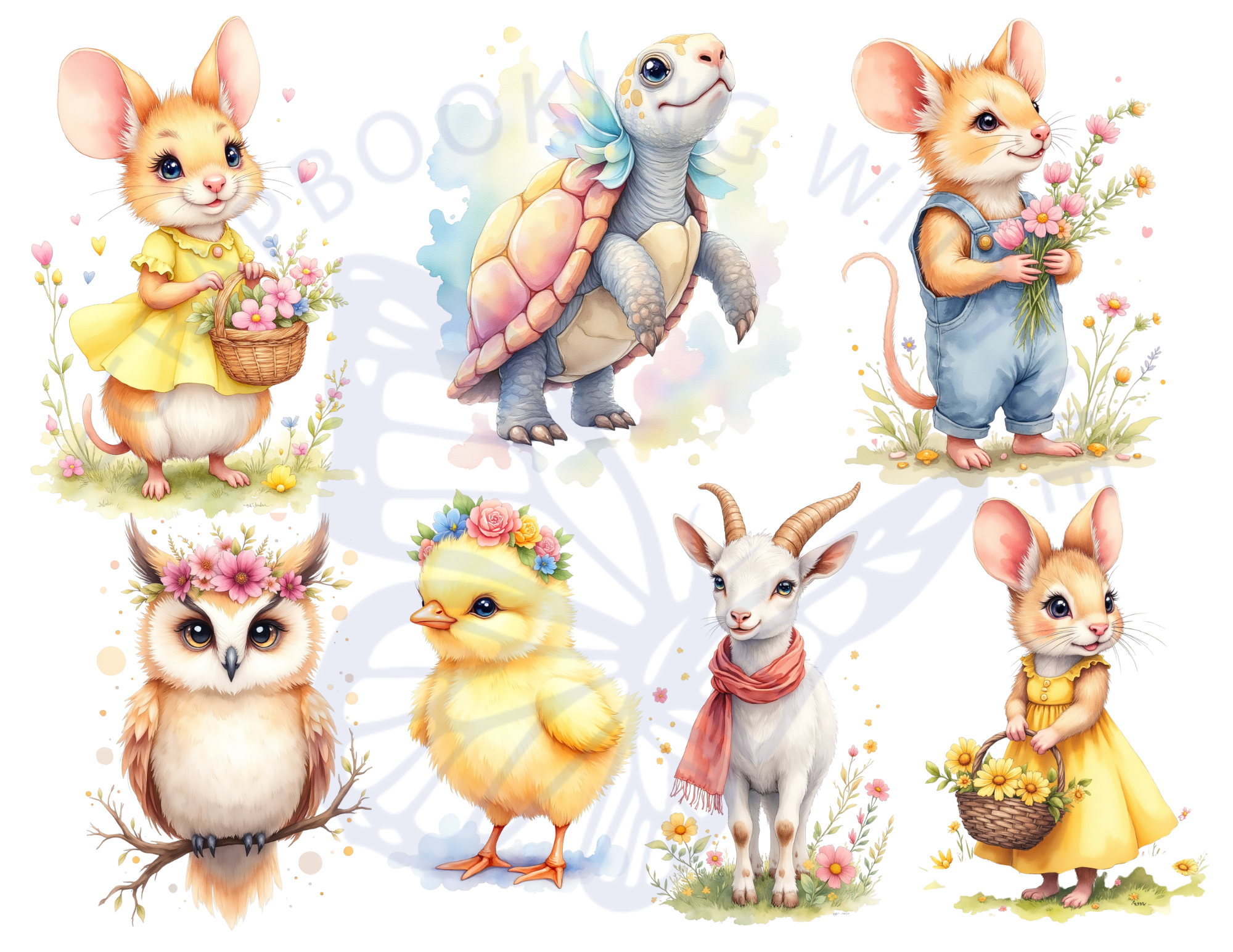 PRINT AND SHIP Little Critters Spring Clipart, Cute Animal Fussy Cut, Ephemera by E