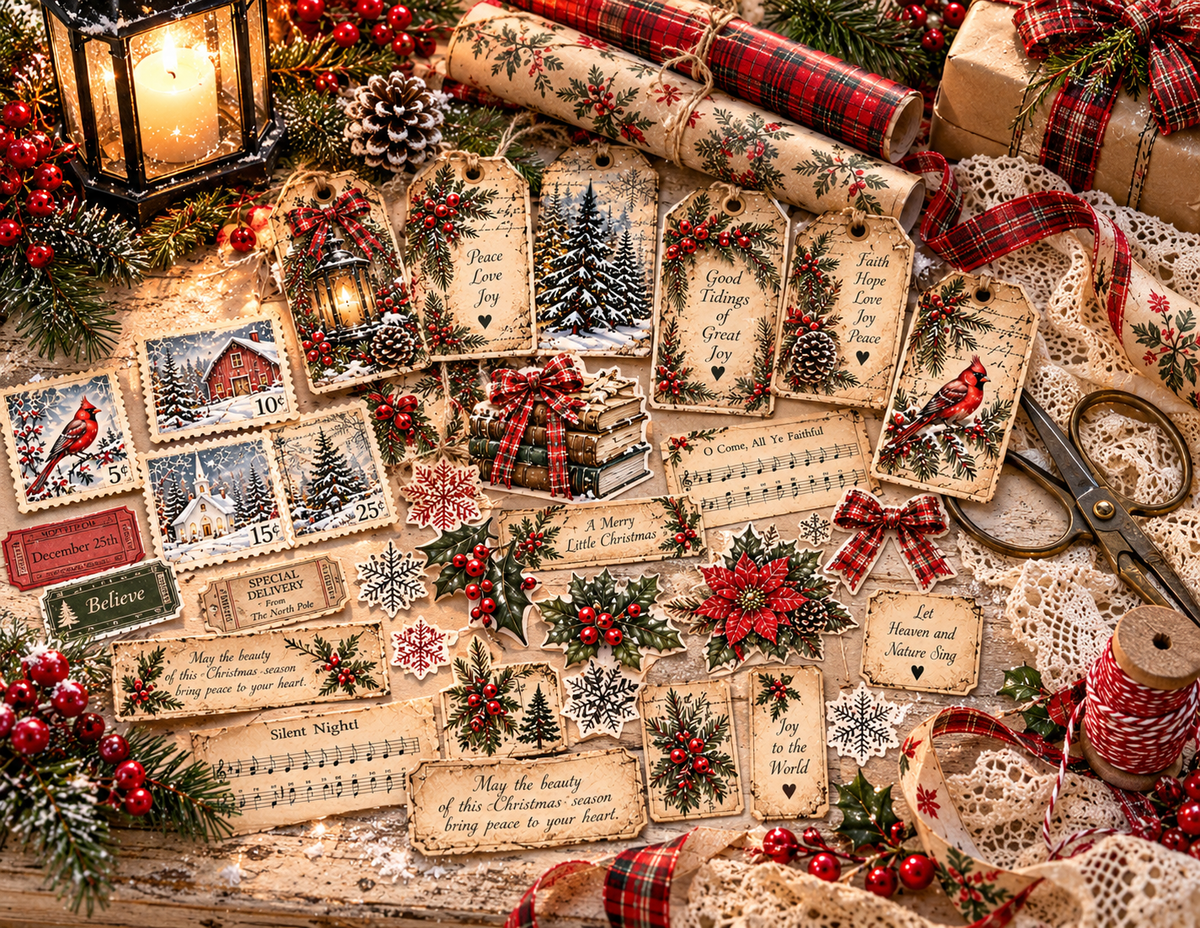 NEW! A Magical Christmas Card – Vintage Christmas Journal Kit by Elisha