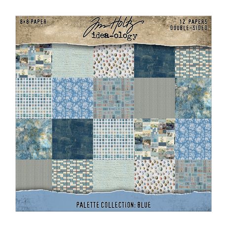 PREORDER New! Tim Holtz Idea-ology Double-Sided Cardstock 8x8 ~ Palette Collection: Blue