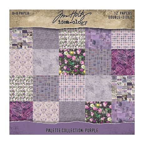 PREORDER New! Tim Holtz Idea-ology Double-Sided 8x8 Cardstock ~ Palette Collection: Purple