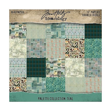 PREORDER New! Tim Holtz Idea-ology Double-Sided 8x8 Cardstock ~ Palette Collection: Teal