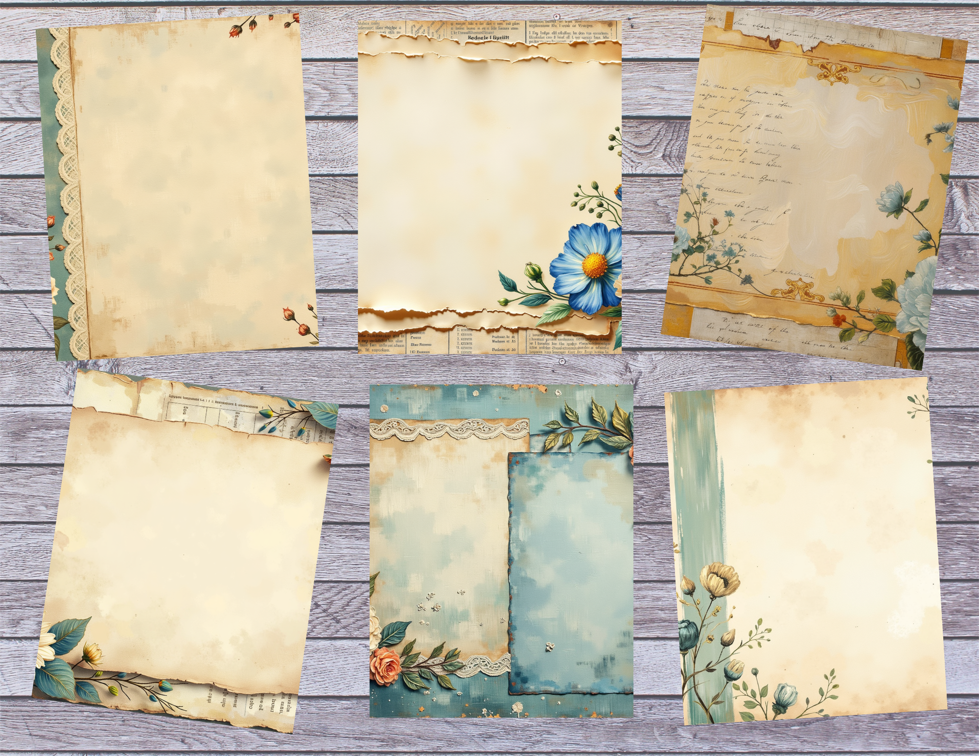 E’s Timeless In Teal Digital Download – 102 Page Journal & Ephemera Collection