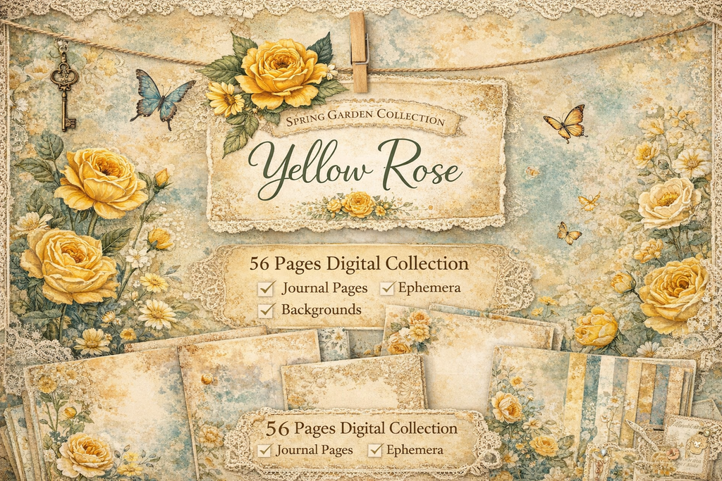 New Yellow Rose Digital Download - Part of the Spring Garden Collection