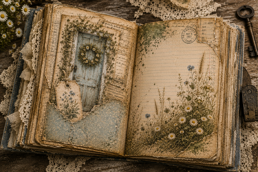 NEW! Whispers of Wildflowers & Blue Shutters | Vintage Farmhouse Journal Kit | 27 Pages