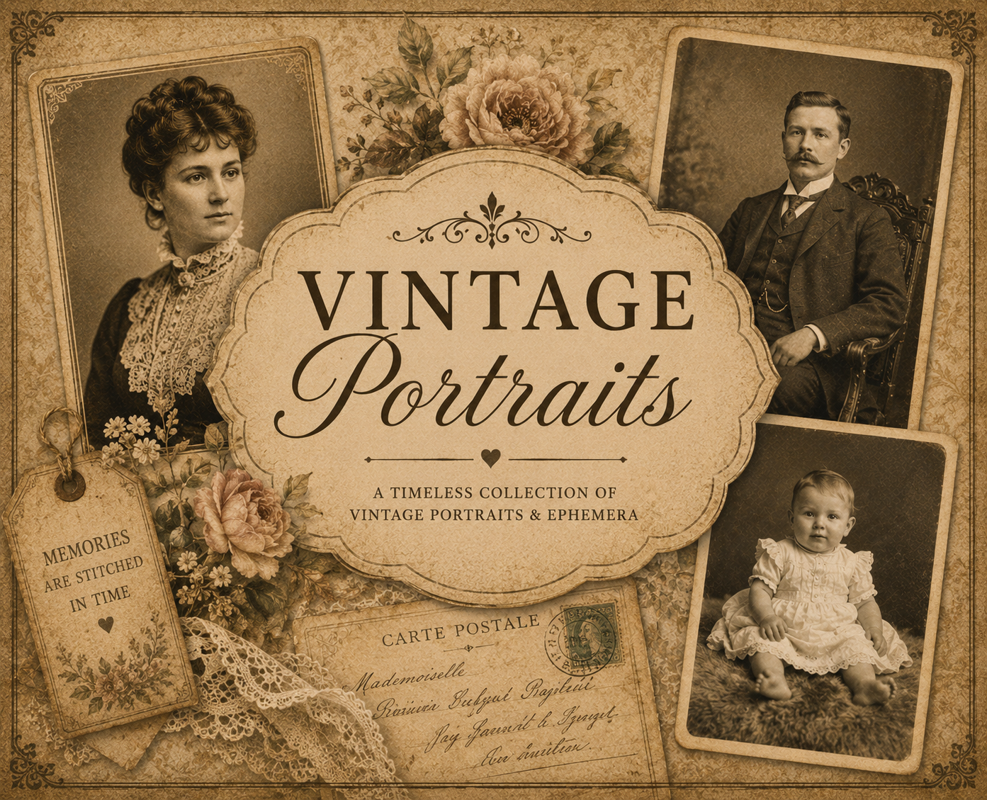 New Vintage Portraits 15 pages Digital Download from Babies to Adults