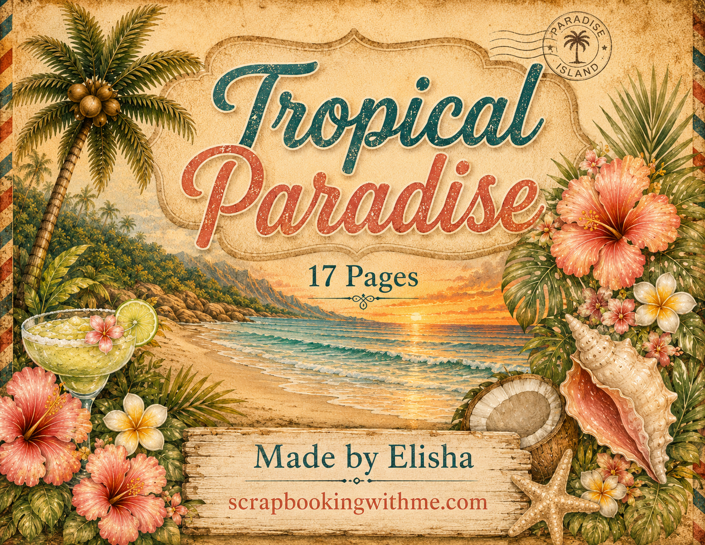 New! PRINT & SHIP Tropical Paradise Journal Kit ~ 17 pages by Elisha