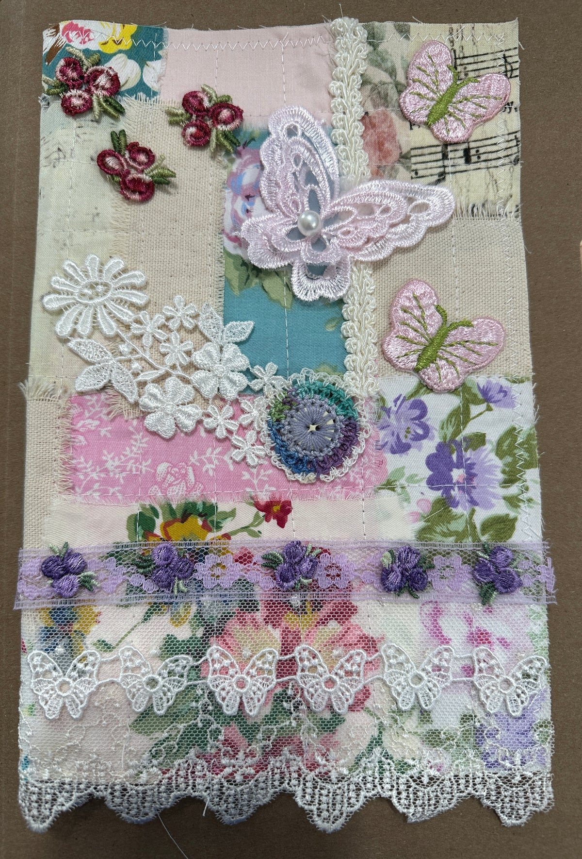 E's Destash Scrap Fabric Quilted Journal cover by E - Fits 6x9
