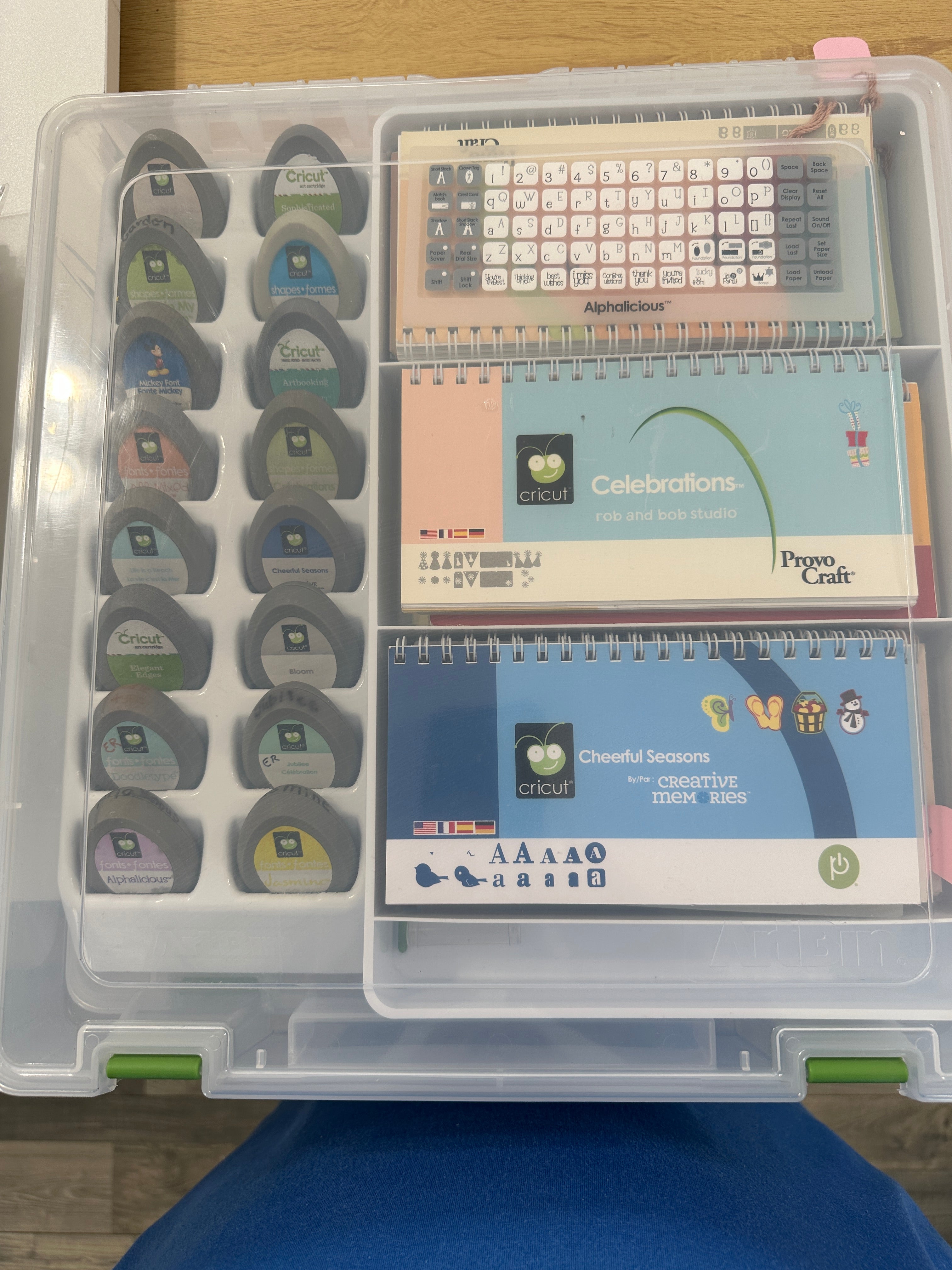 DESTASH CRICUT CARTRIDGES ~ 16 cartridges, books, overlays and storage SET #1