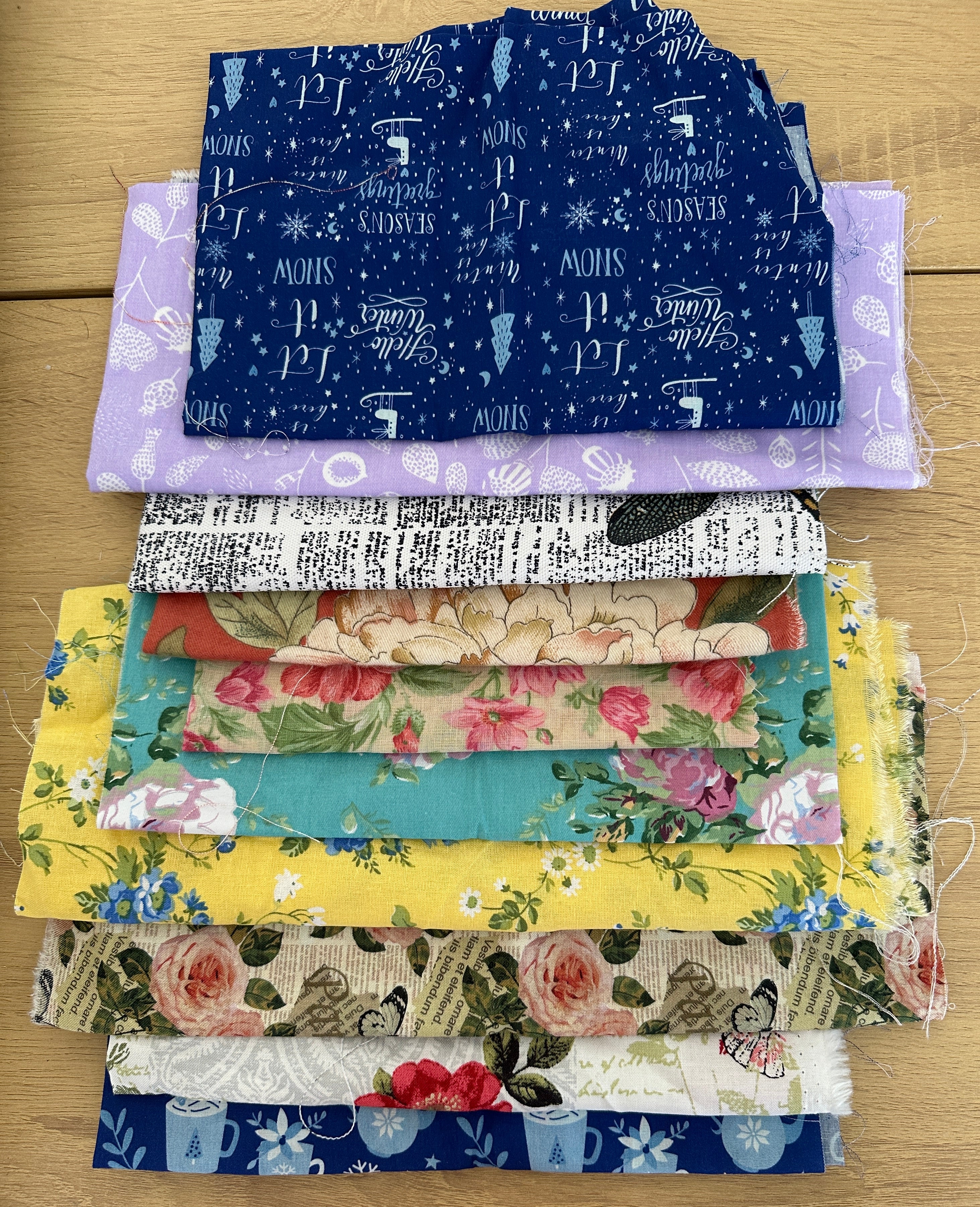 DESTASH - E's Fabric Bundles - This includes 10 different pieces, most ARE LARGE ENOUGHT FOR JOURNAL COVERS