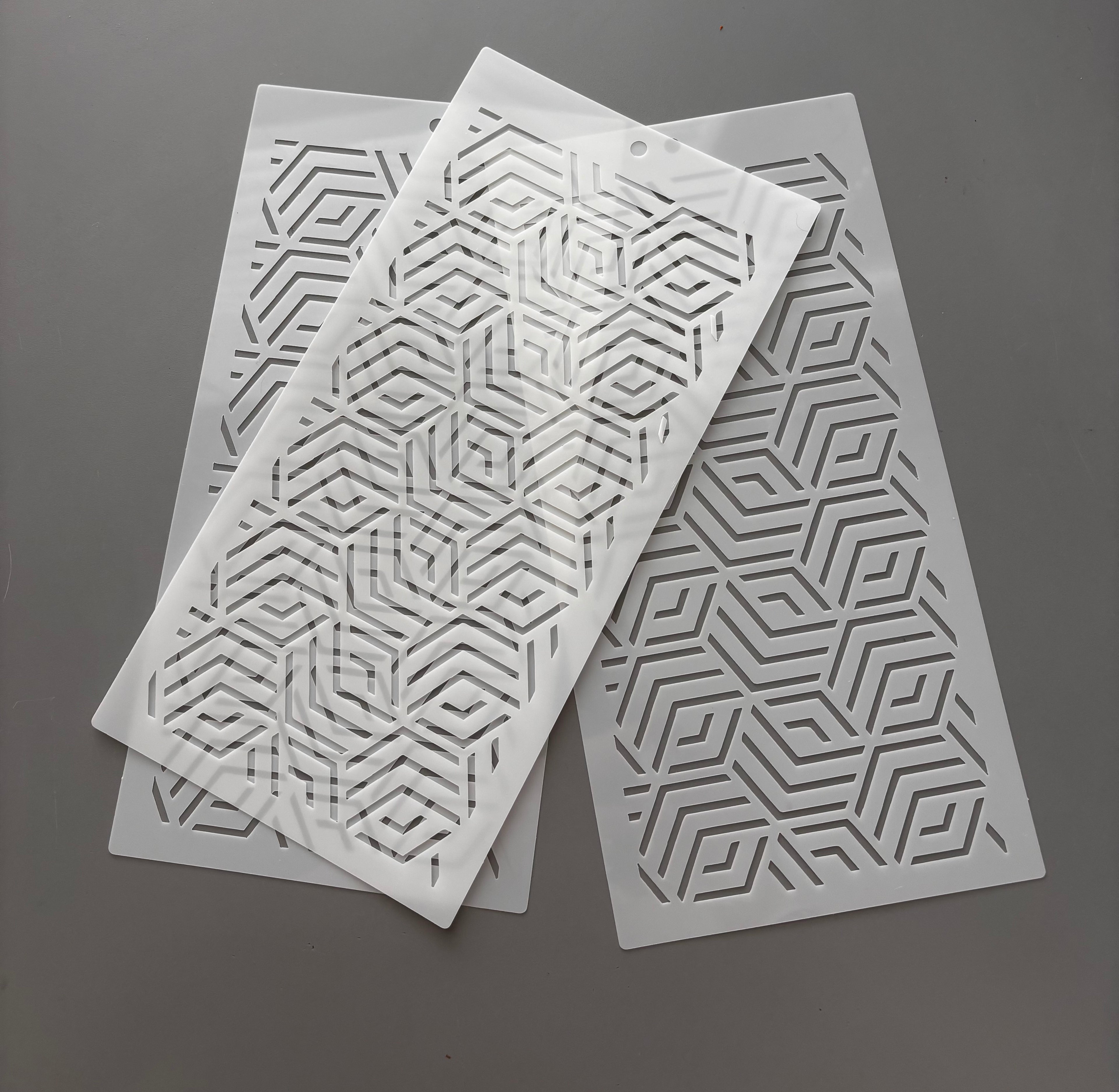 NEW! Striped 3D Box stencil ~ 4 1/2"x8 1/2"