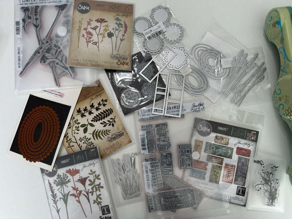 E's Destash! Sizzix Big Shot Die Cutting Machine Bundle – 13 Complete Die Sets, Tim Holtz Dies & Stamps