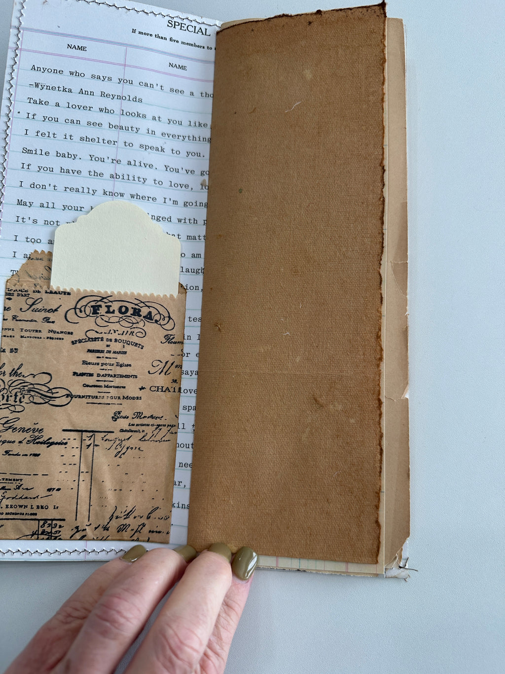 E's Destash Document Journal with Original documents and large pack of original vintage documents and embellishments