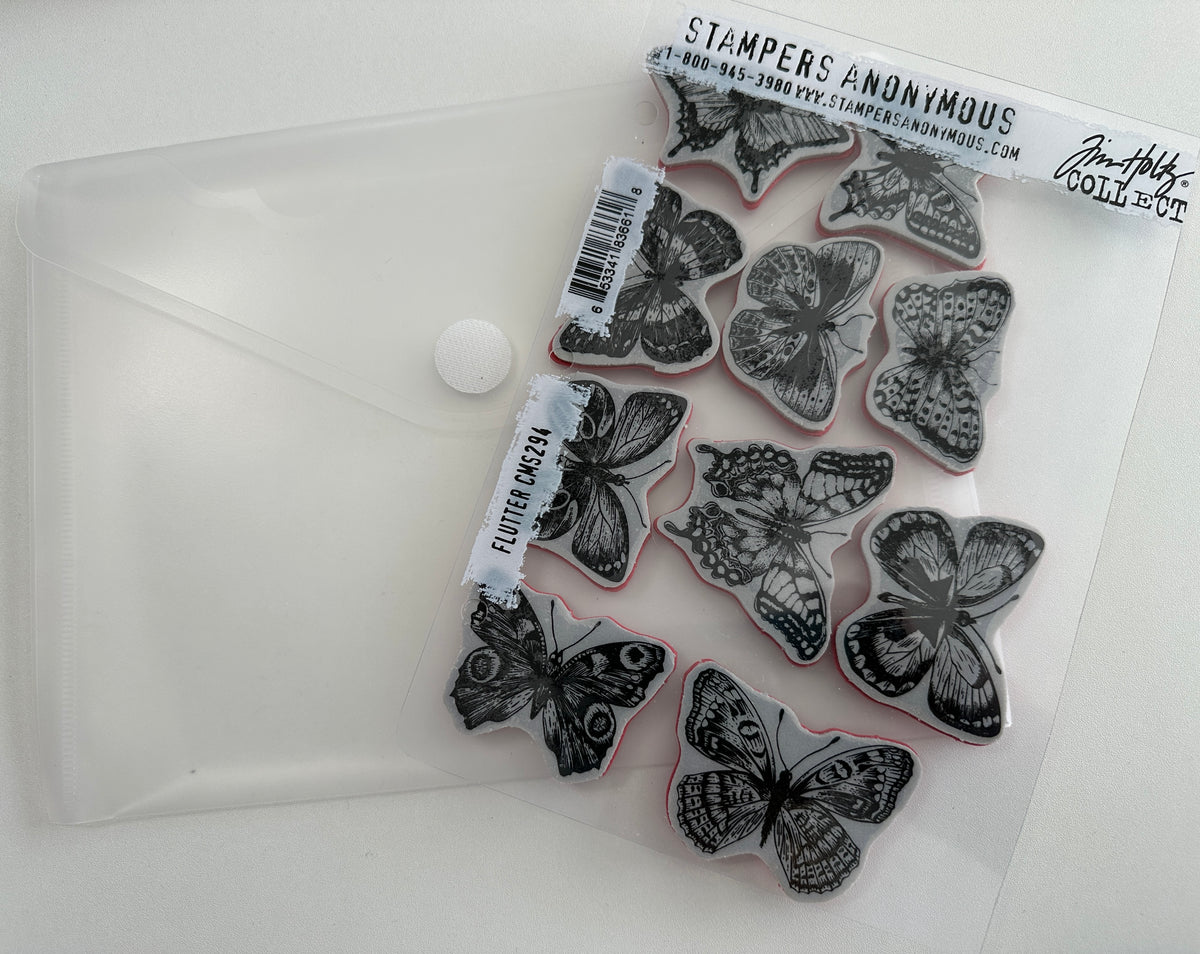 E's Destash - Stampers Anonymous Flutter CMS294 with Storage pouch