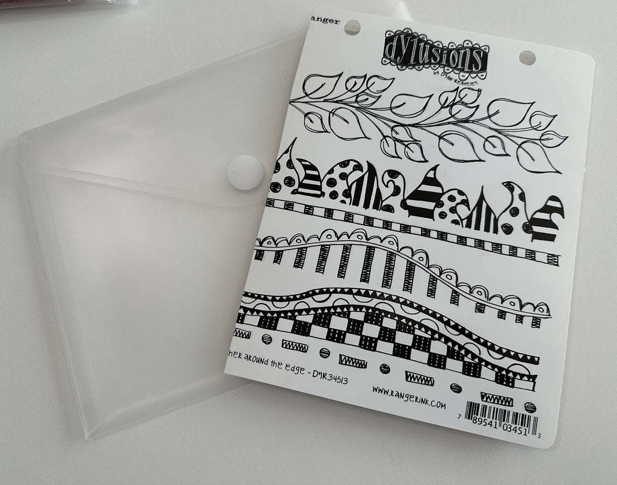 E's Destash - Dylusions Around the Edge Stamp Set DYR34513 and storage pouch