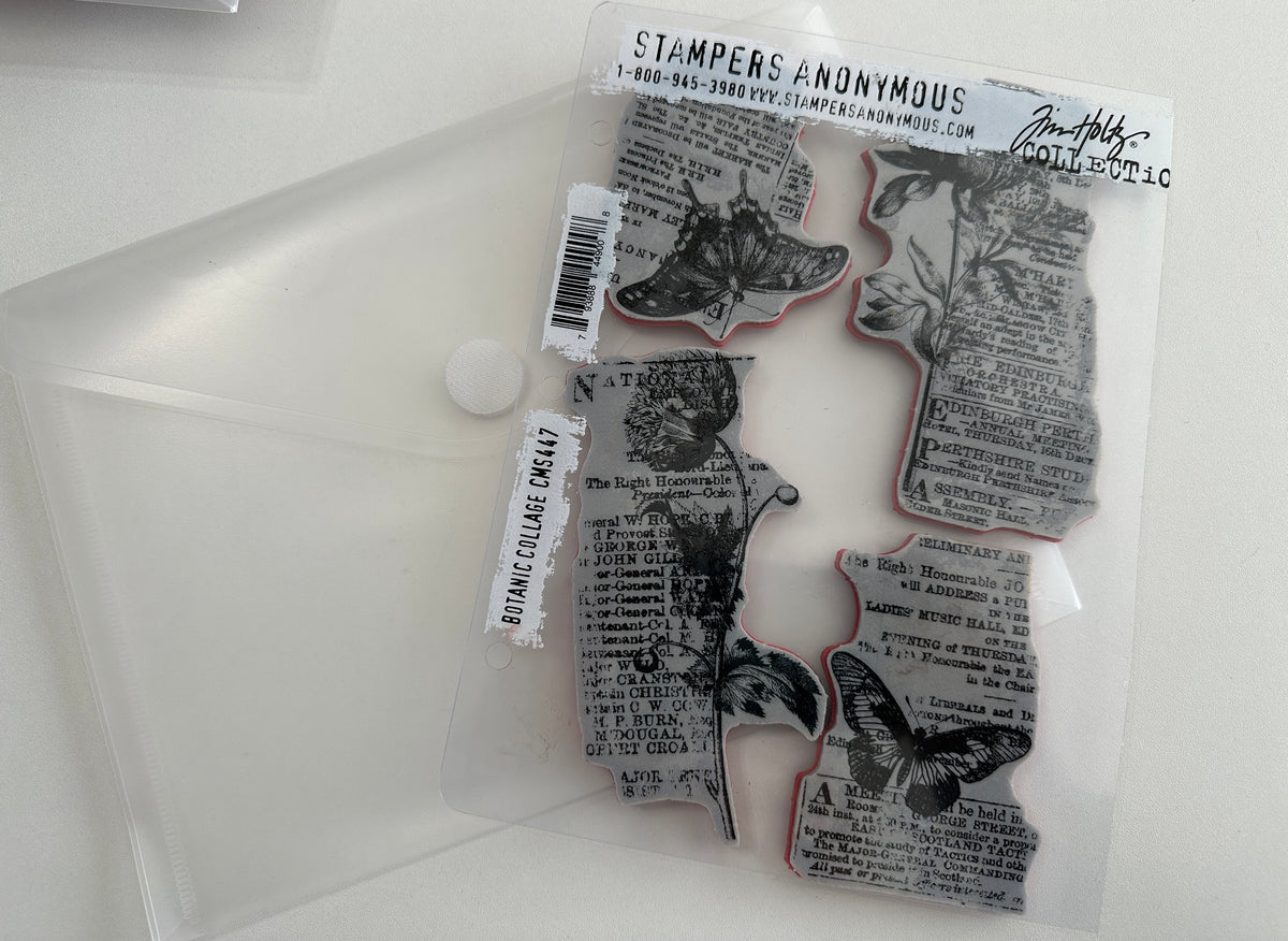E's Destash - Stampers Anonymous Botanic Collage CMS447 and Storage Pouch