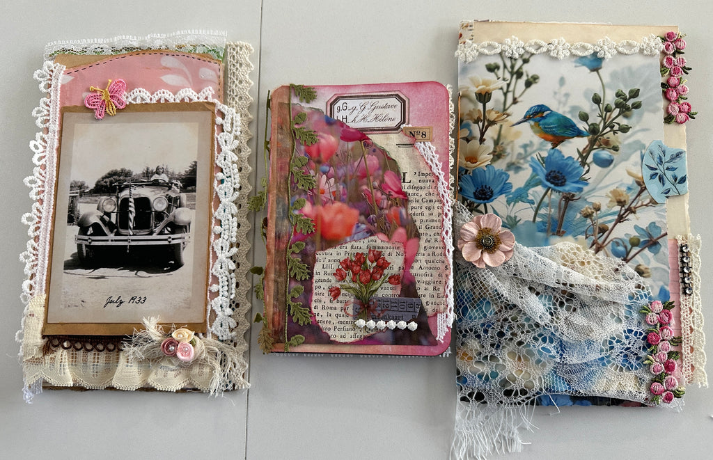 E's Destash - 3 mini journals with large finishing kit - 2 journals are accordion journals with a twist