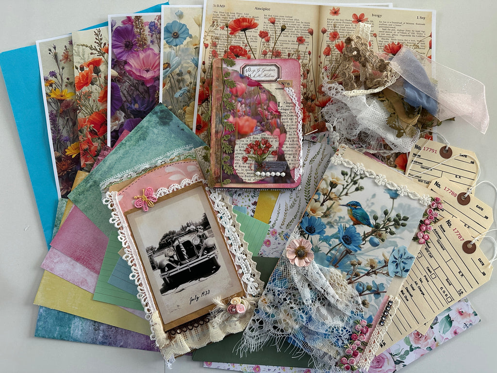 E's Destash - 3 mini journals with large finishing kit - 2 journals are accordion journals with a twist