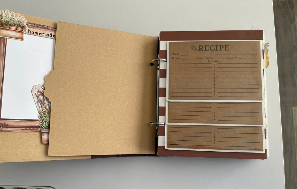 E's Destash - Recipe Journal with 33 or 66 front and back, pages and many pockets, recipe cards, etc