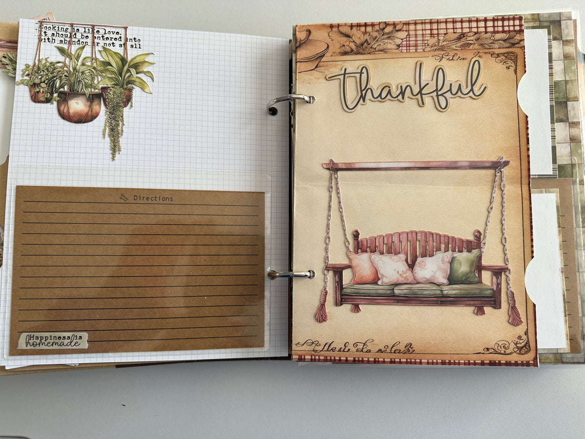 E's Destash - Recipe Journal with 33 or 66 front and back, pages and many pockets, recipe cards, etc