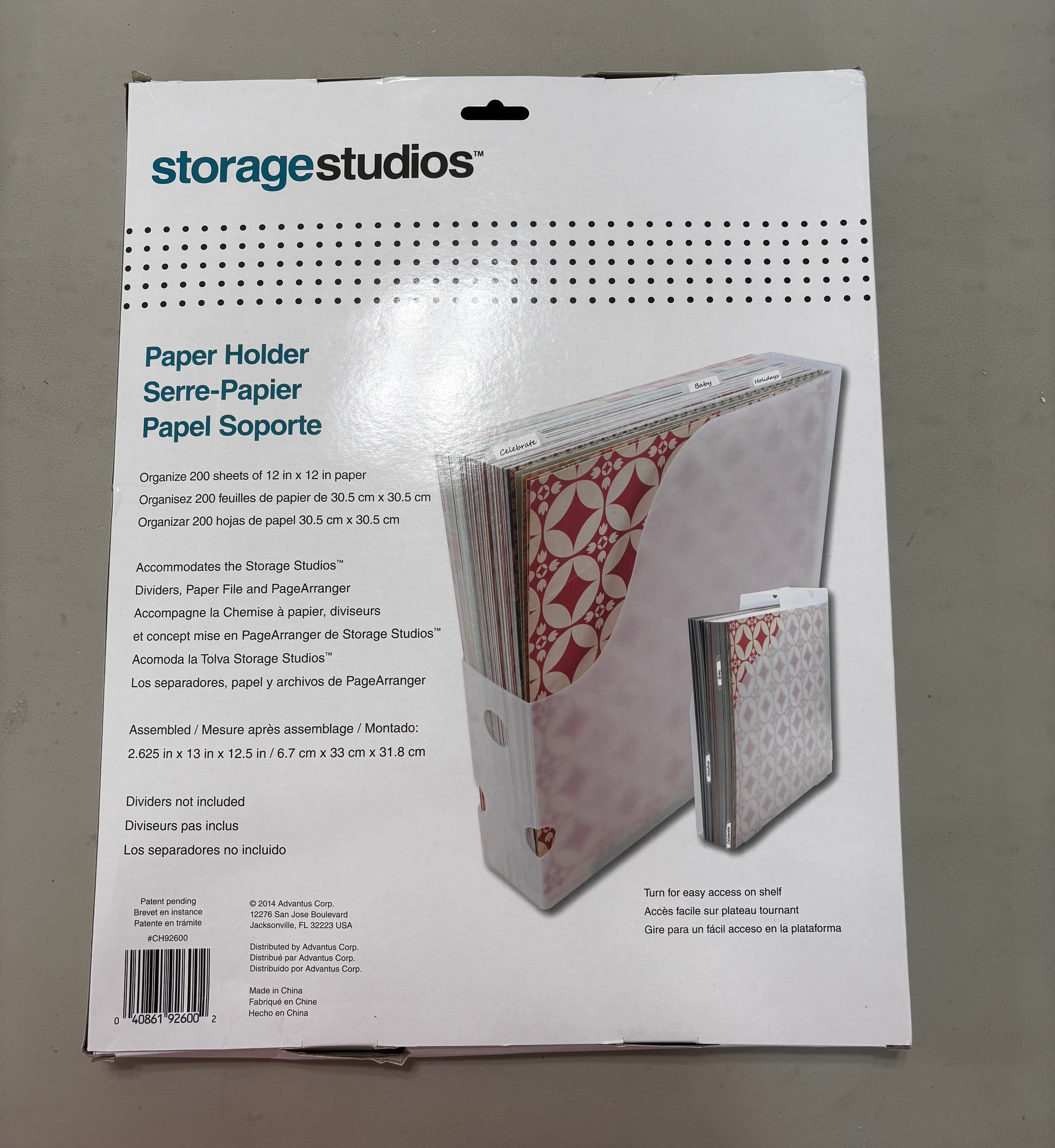 Paper Holder 12x12 holds 200 sheets or paper pads - Destash