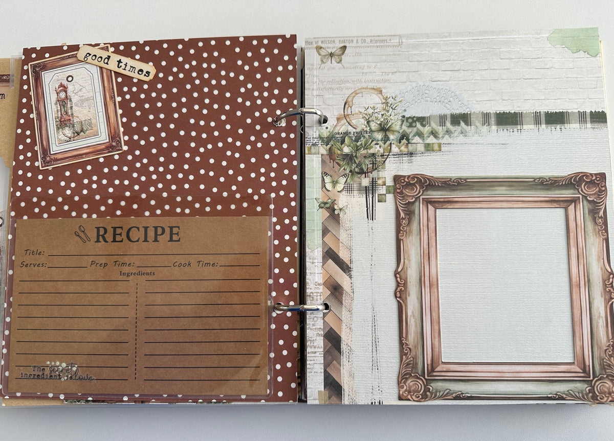 E's Destash - Recipe Journal with 33 or 66 front and back, pages and many pockets, recipe cards, etc