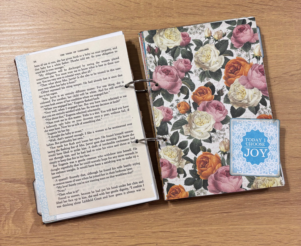 Handmade Vintage Book Cover Journal Two-ringed ~ Made by Melina