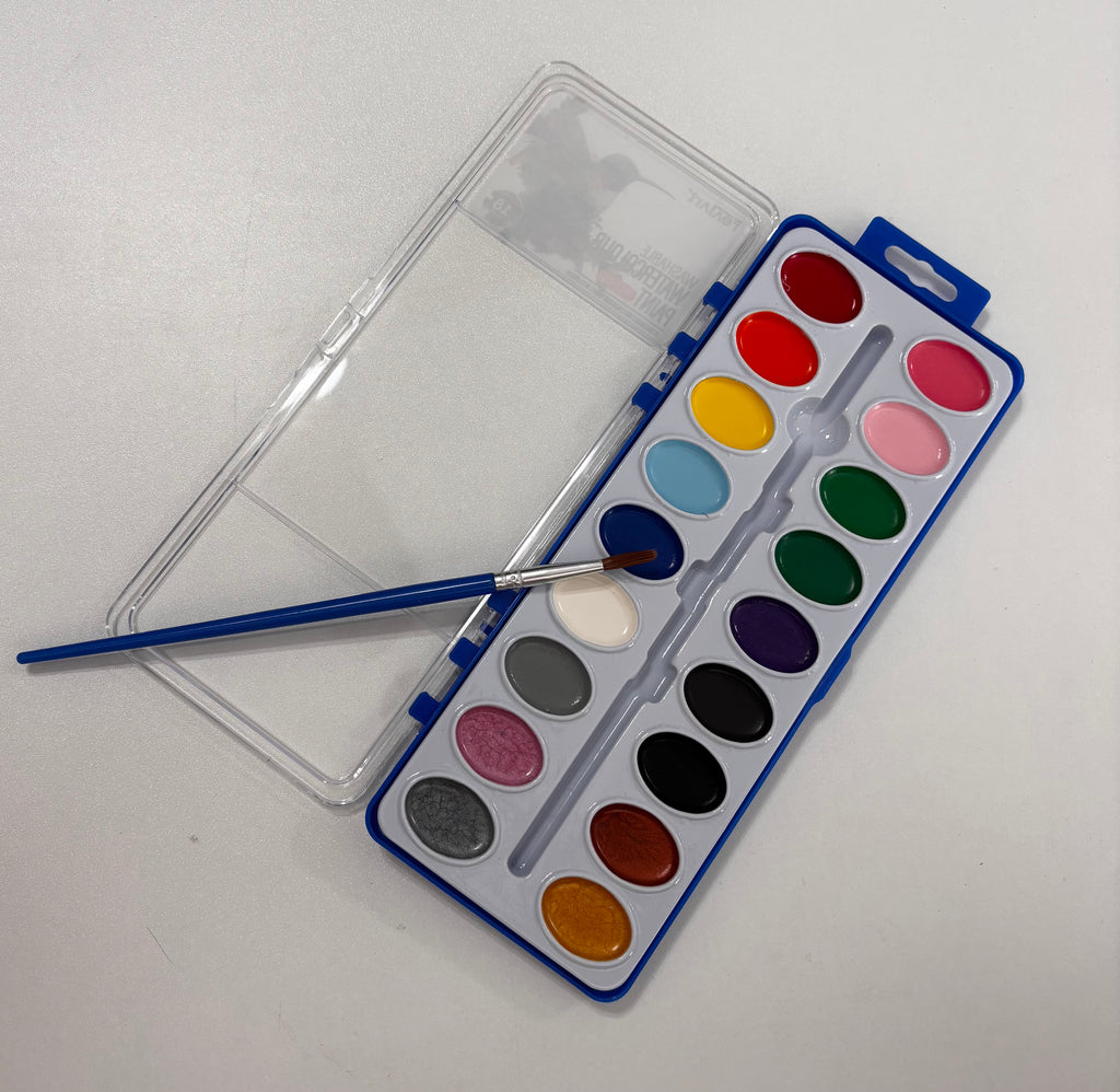New - Washable Watercolor Paint ~ 18 colors with brush included