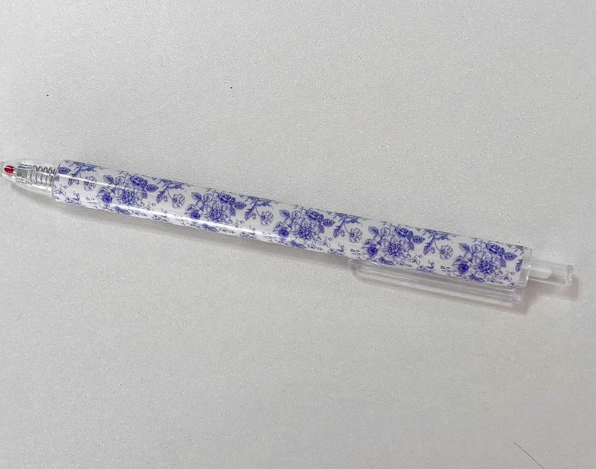 New! Victorian Blue Flower Porcelain Pen