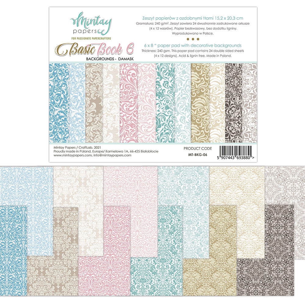 New Mintay Basic Book 6x8 Damask double sided