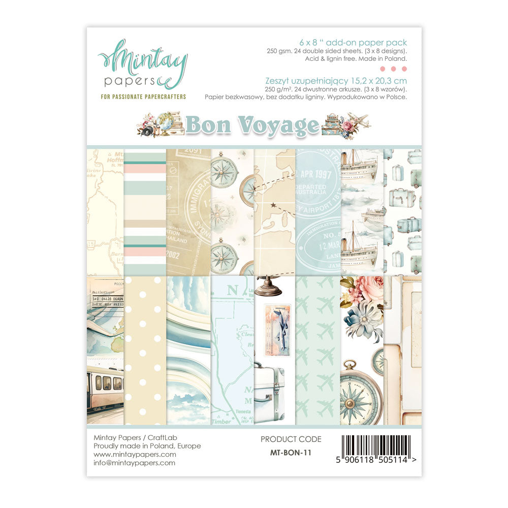New Mintay Paper Collection - Bon Voyage - 6x8 - 24 double sided papers