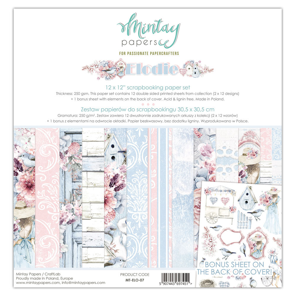New Mintay Paper Collection - Elodie - 12x12 - 12 double sided papers + 1 bonus sheet