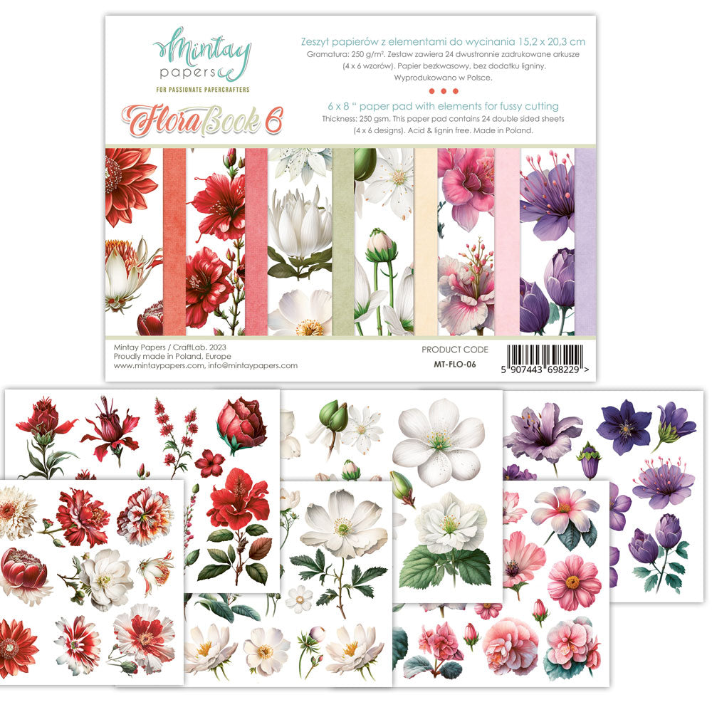 New Mintay Paper Collection - Flora Book 6 - 6x8 - 24 double sided papers