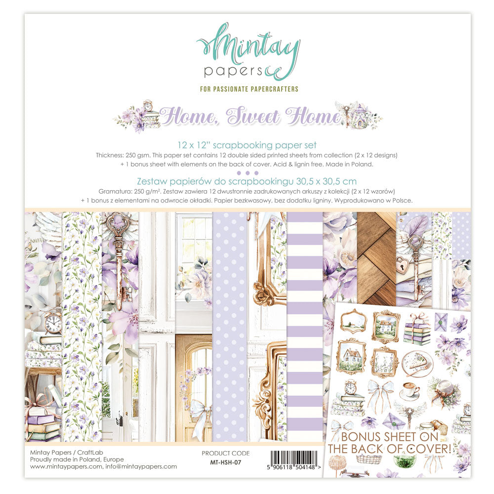 New Mintay Paper Collection - Home Sweet Home - 12x12 -12 double sided papers + 1 bonus sheet