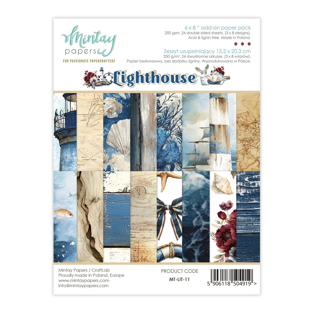 New Mintay Paper Collection - Lighthouse- 16x8 -24 double sided papers