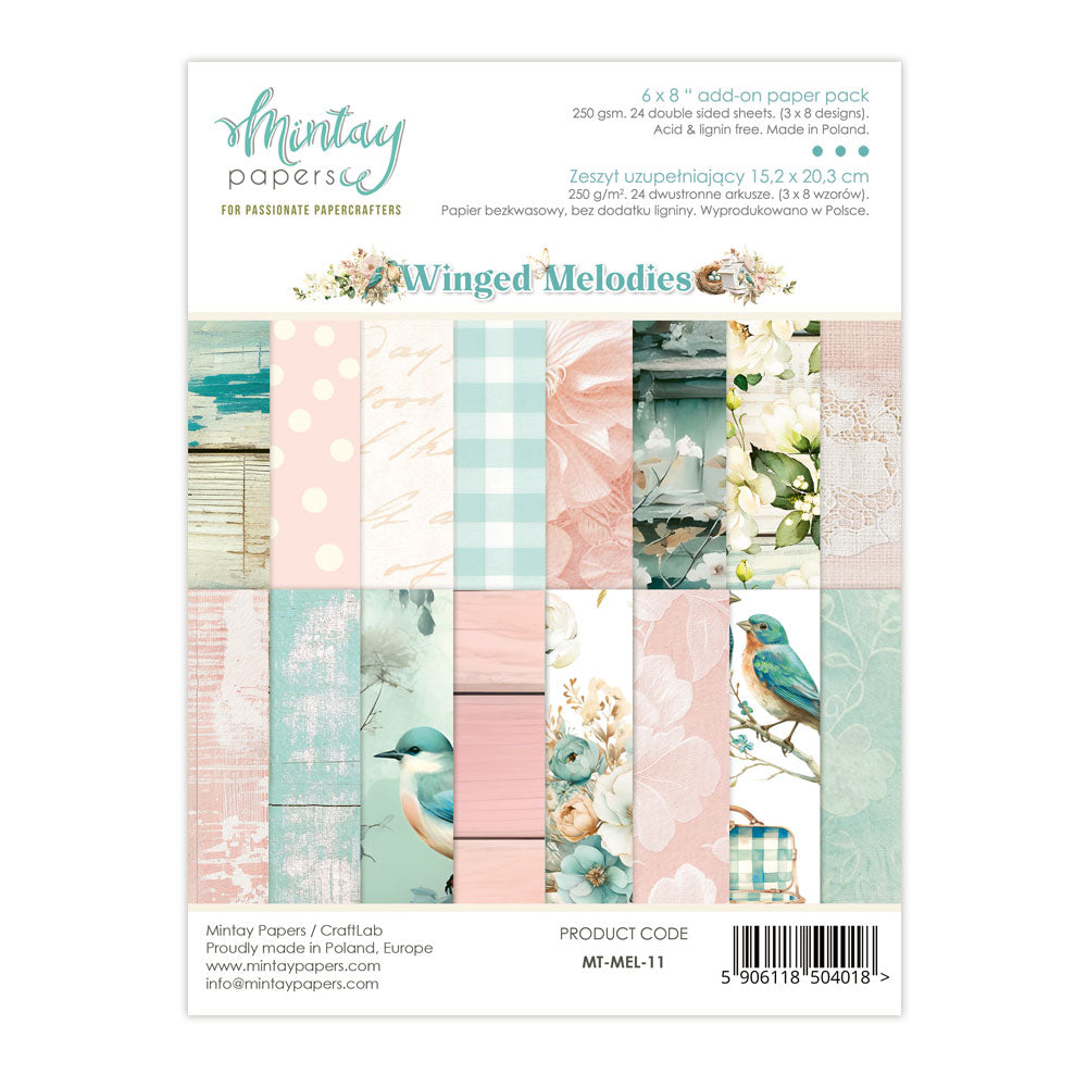 New Mintay Paper Collection - Winged Melodies - 6x8 - 24 double sided designs