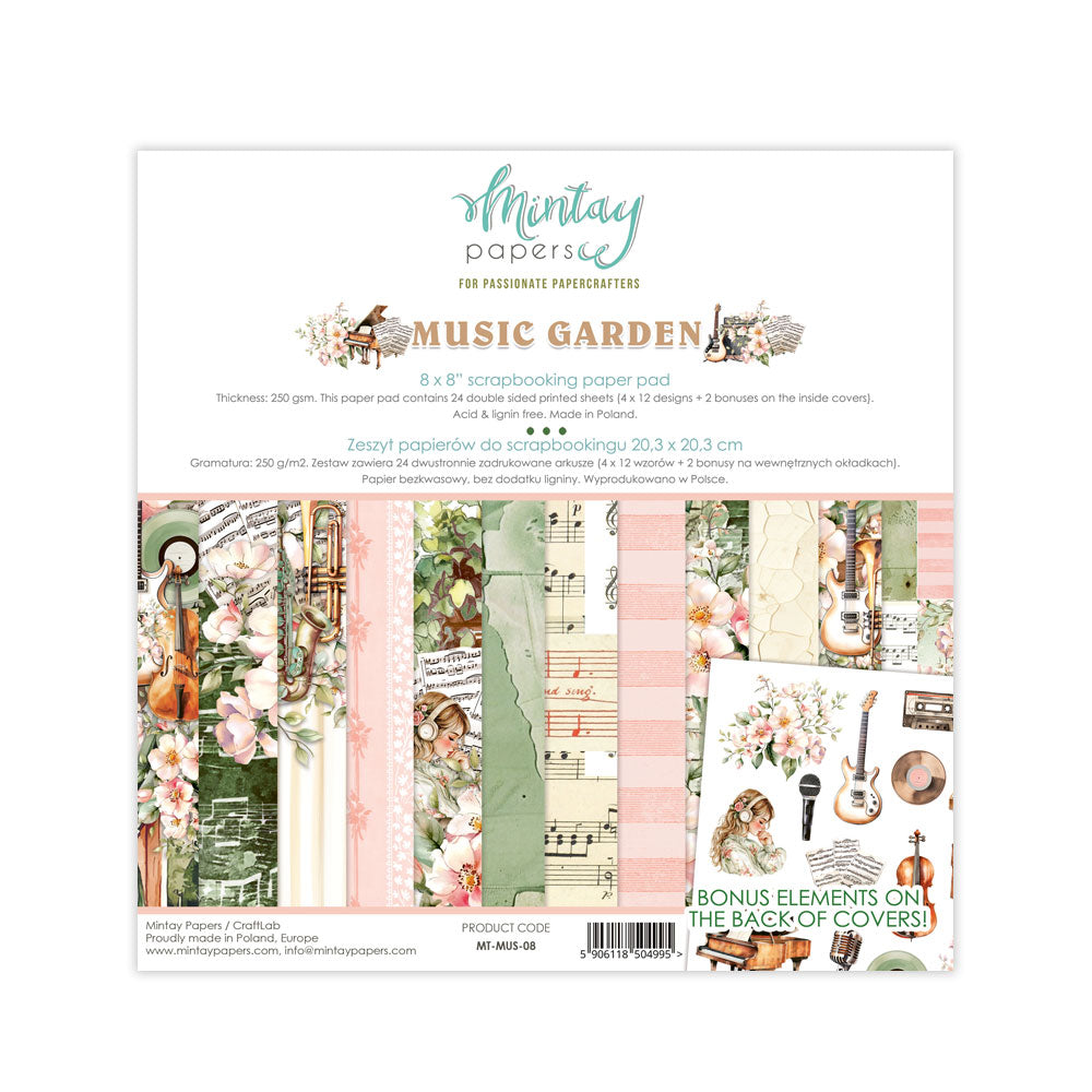 New Mintay Paper Collection - Music Garden - 8x8 - 24 double sided papers