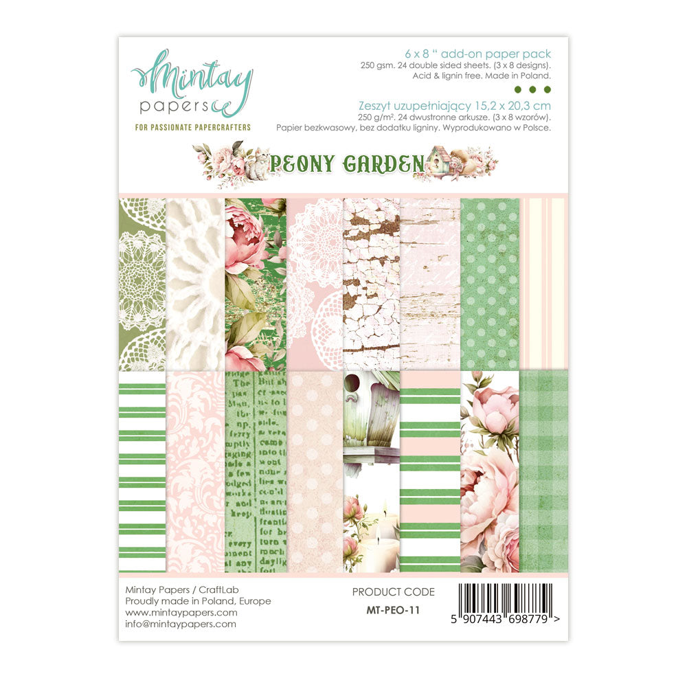 New Mintay Paper Collection - Peony Garden-6x8-24 double sided papers
